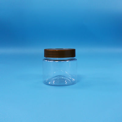 Transparent Candy Cookie PET Round Plastic Jars Screw Flat Lids Food Grade