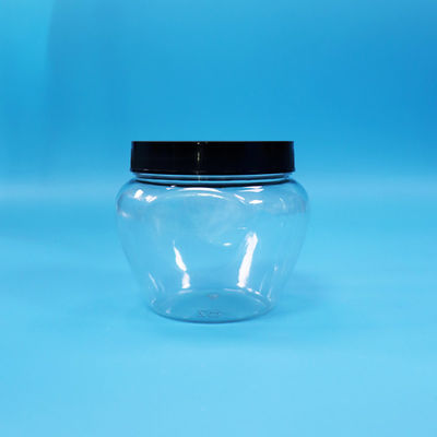 Segel transparan bentuk unik Plastik PET Candy Makanan Cookie Jar Hitam Plastik Tutup