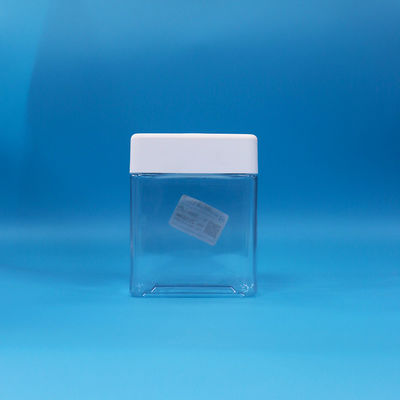 PET Candy Snack Plastik Food Grade Transparansi Square Jar Screw Top Putih Tutup