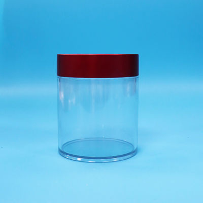 Bebas BPA Candy Cookie Nuts Food Grade PET Plastik Transparan Jar Screw Tutup Merah