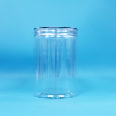 Toples Kemasan Plastik PET Transparan Food Grade Tinggi Bulat untuk Permen Kacang dengan Tutup Bening