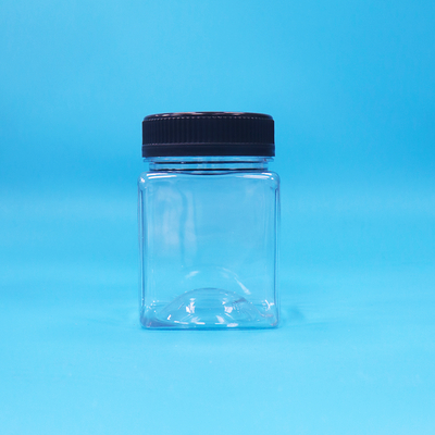 Airtight BPA Free Transparan Square Grip PET Plastik Permen Cookie Kacang kemasan Jar
