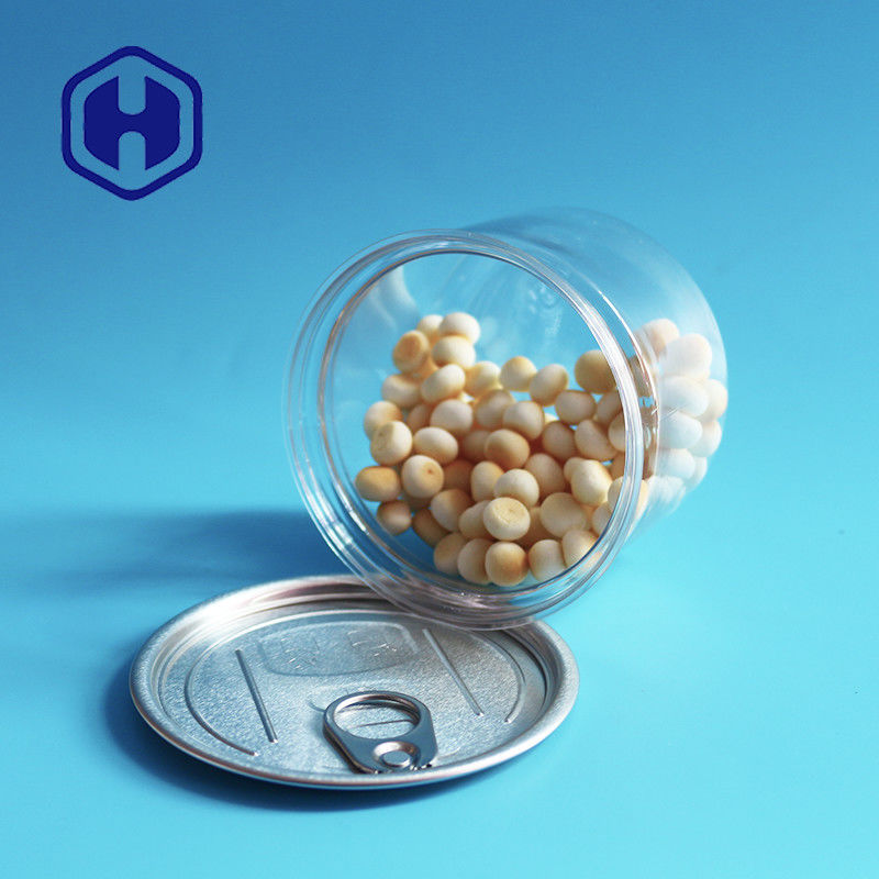 Kucing Anjing Memperlakukan Biskuit Kaleng Plastik Mudah Dibuka Dengan Makanan Hewan Bulat 250ml Tinggi 60mm