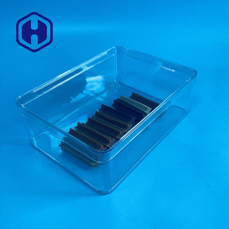 1180ml kotak kemasan PET sekali pakai kotak kemasan cokelat plastik persegi panjang ukuran besar