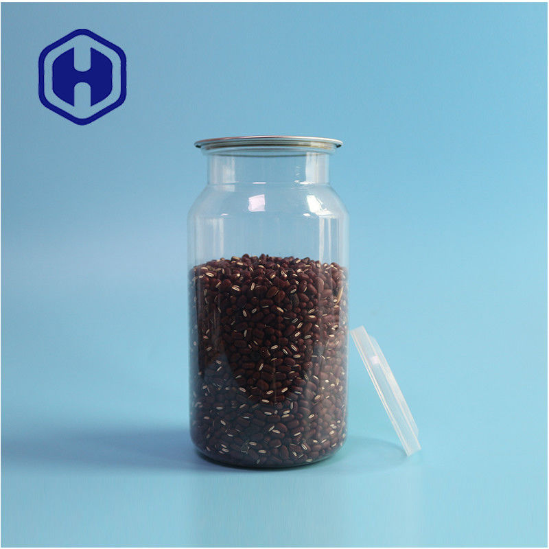 Kaleng plastik PET bening untuk makanan kering dan rempah-rempah dengan tahan kebocoran dan desain mudah terbuka