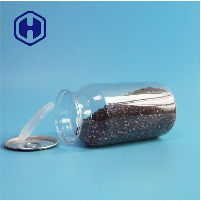 Kaleng plastik PET bening untuk makanan kering dan rempah-rempah dengan tahan kebocoran dan desain mudah terbuka
