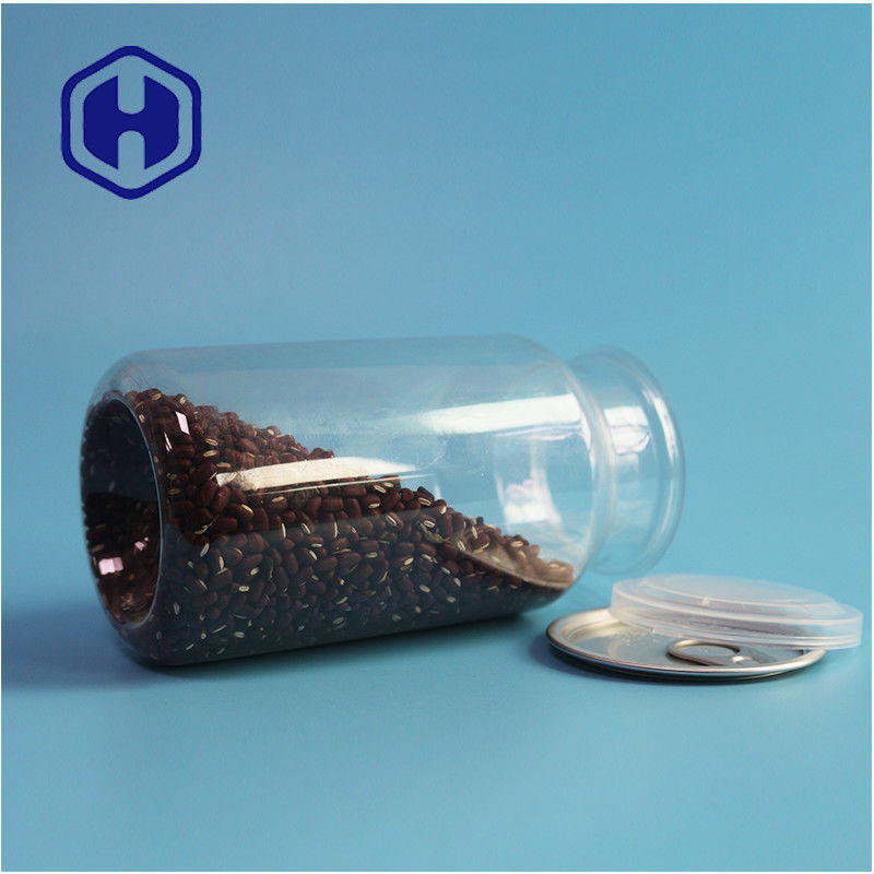 Kaleng plastik PET bening untuk makanan kering dan rempah-rempah dengan tahan kebocoran dan desain mudah terbuka