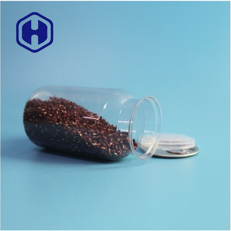 Kaleng plastik PET bening untuk makanan kering dan rempah-rempah dengan tahan kebocoran dan desain mudah terbuka