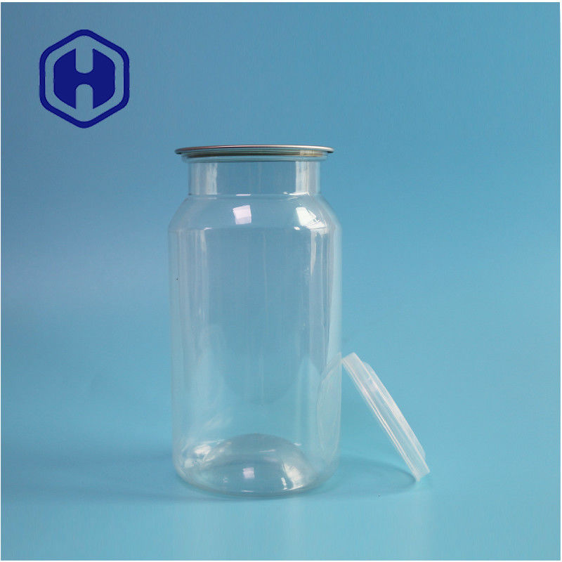 Kaleng plastik PET bening untuk makanan kering dan rempah-rempah dengan tahan kebocoran dan desain mudah terbuka