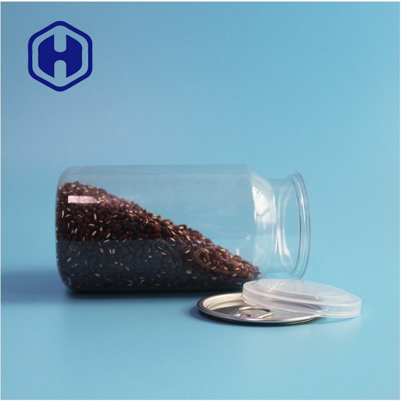 Kaleng plastik PET bening untuk makanan kering dan rempah-rempah dengan tahan kebocoran dan desain mudah terbuka