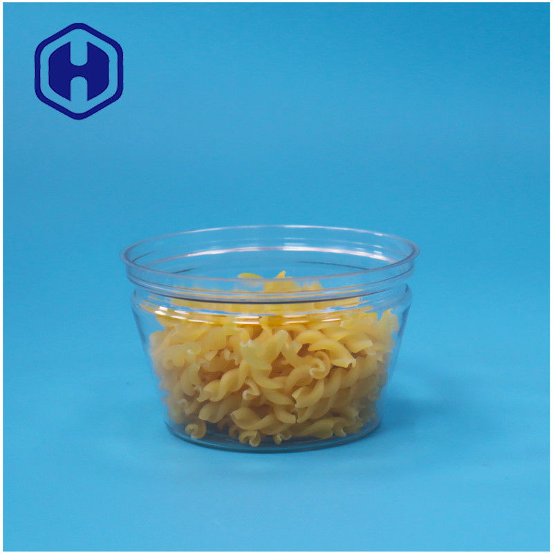 Bentuk mangkuk makanan kecil dapat ditumpuk mudah terbuka makanan laut ikan transparan PET plastik kaleng