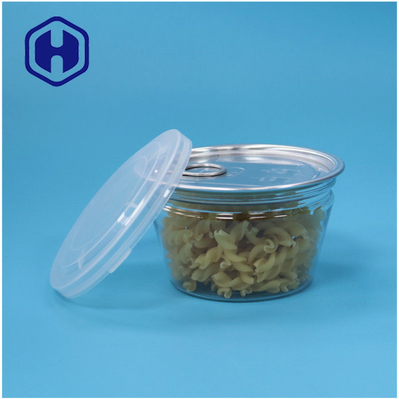 Bentuk mangkuk makanan kecil dapat ditumpuk mudah terbuka makanan laut ikan transparan PET plastik kaleng