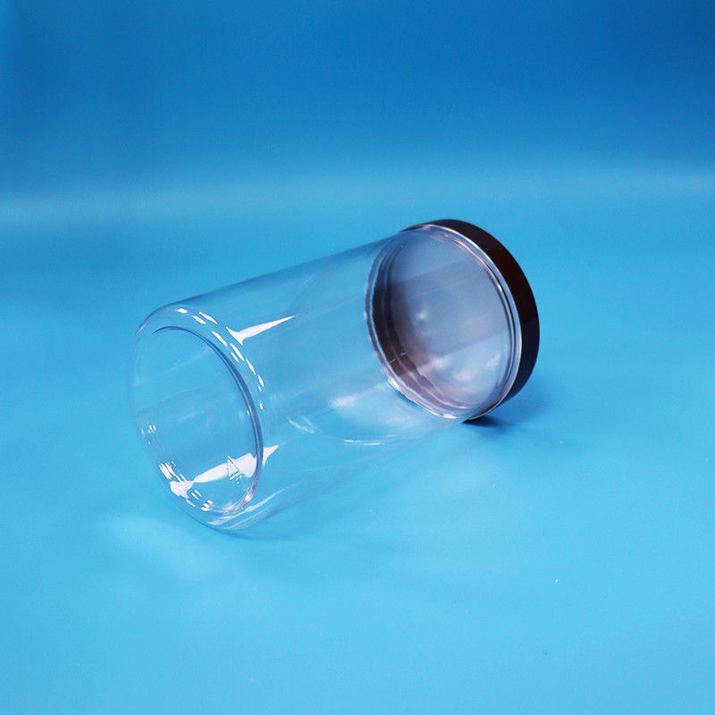 Plastik Bulat Jelas PET Snacks Buah Makanan Permen Jar Normal Screw Top Cap