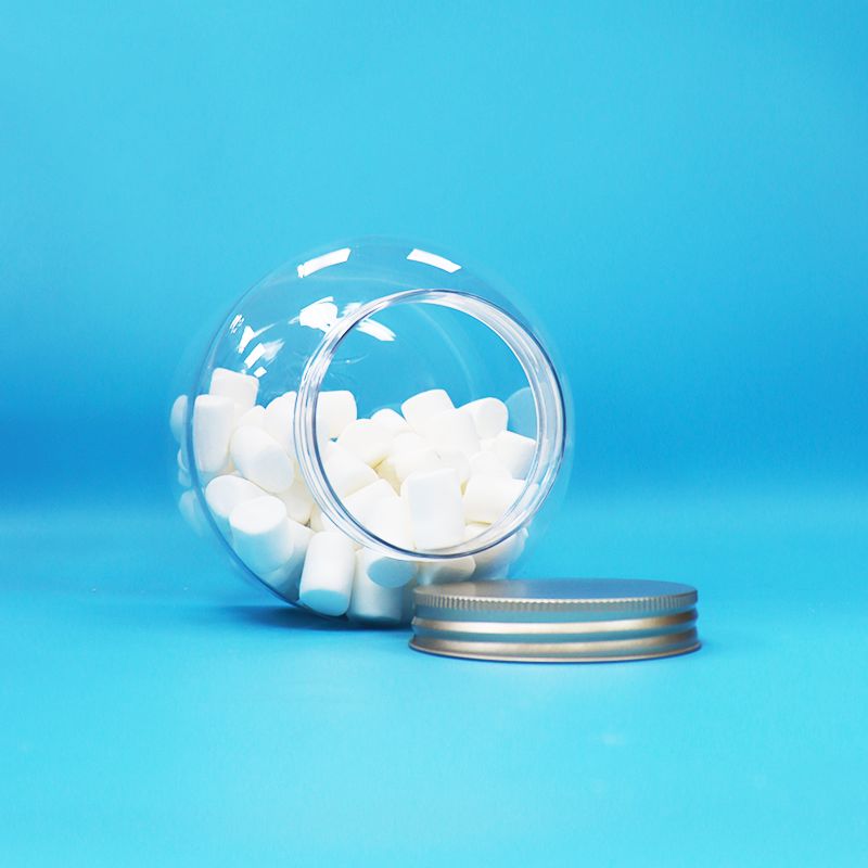 Aluminium Sekrup Tutup bening Plastik PET Bulat Permen Kacang-kacangan Biji-bijian sehari-hari Botol ramah lingkungan