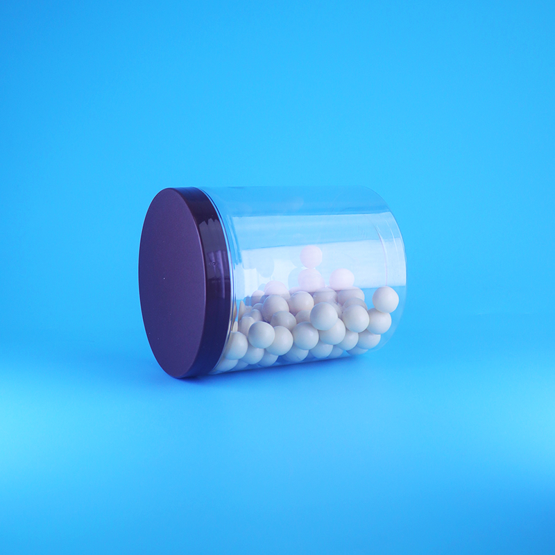 Toples Makanan Grade Makanan Kedap Udara Tinggi Bulat Bening PET Plastik untuk Makanan Kering Manis, Tutup Datar Ulir