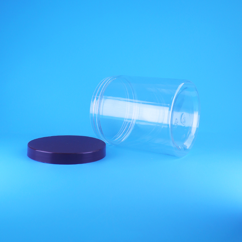 Tutup Datar Sekrup Anti Bocor Wadah Plastik PET Bening Bulat untuk Buah Kering Manis, Bebas BPA, Desain Kustom untuk Makanan Kering