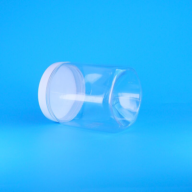 Toples Plastik PET Bening Bentuk Heksagonal untuk Kue, Kacang Pecan, Kentang Goreng Kering, Tutup Datar Putih