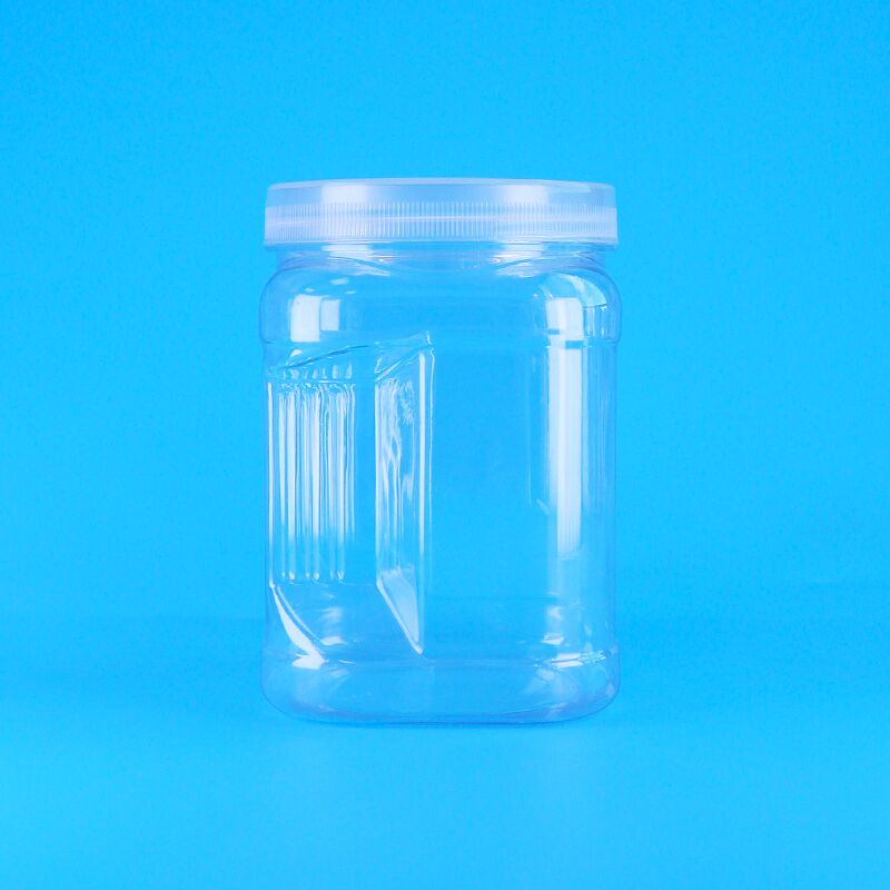 Square Clear Pet Plastic Storage Grip Bear Biskuit Susu Tanggal Cranberry Cookie Botol