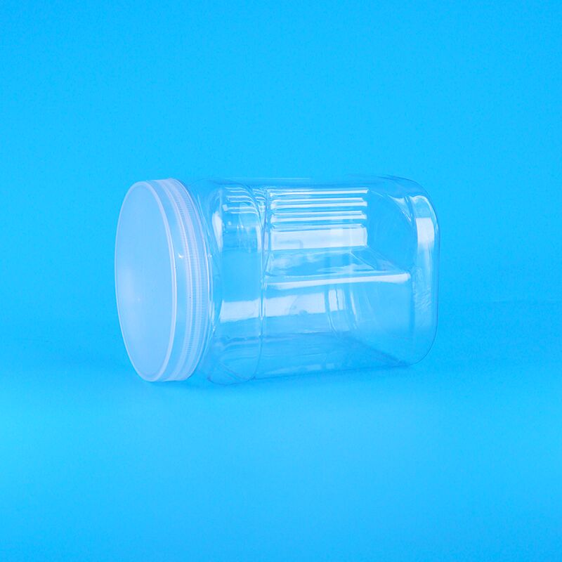 Square Clear Pet Plastic Storage Grip Bear Biskuit Susu Tanggal Cranberry Cookie Botol