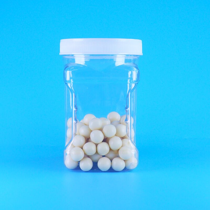 Biskuit Isi Tepung Jagung Wijen PET Tutup Ulir Plastik Transparan Stoples Pegangan Persegi Bebas BPA