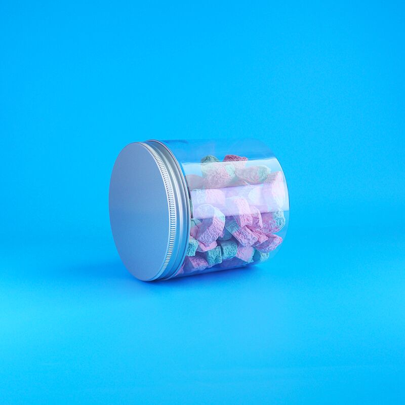 Bulat Aluminium Mudah Buka Tutup Makanan Permen Kue Jasmine Teh Plastik bening PET Jar