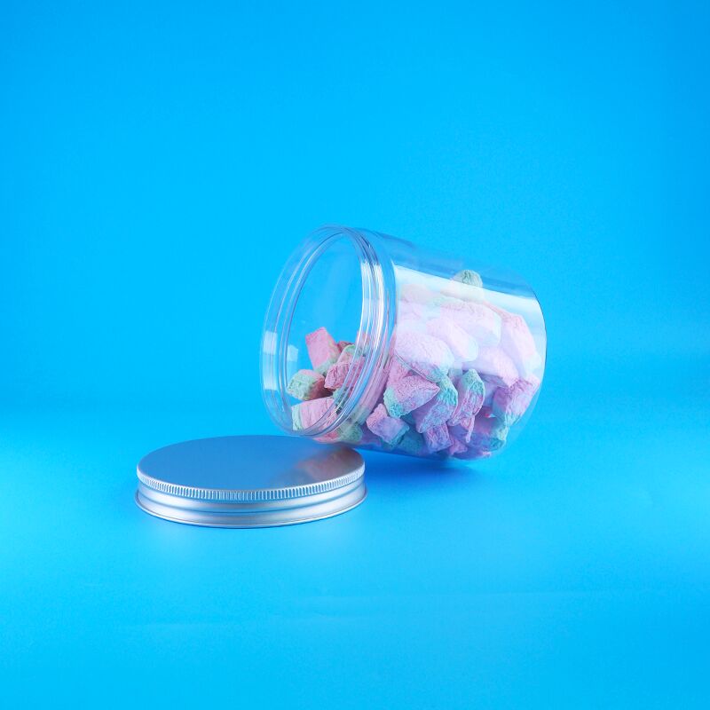 Bulat Aluminium Mudah Buka Tutup Makanan Permen Kue Jasmine Teh Plastik bening PET Jar