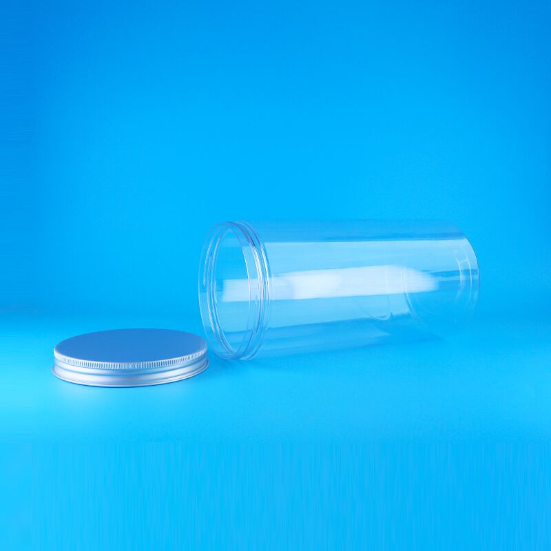 Tutup Sekrup Mulut Lebar Bening Kedap Udara Tinggi Bulat Plastik Makanan Kering Stoples Biskuit