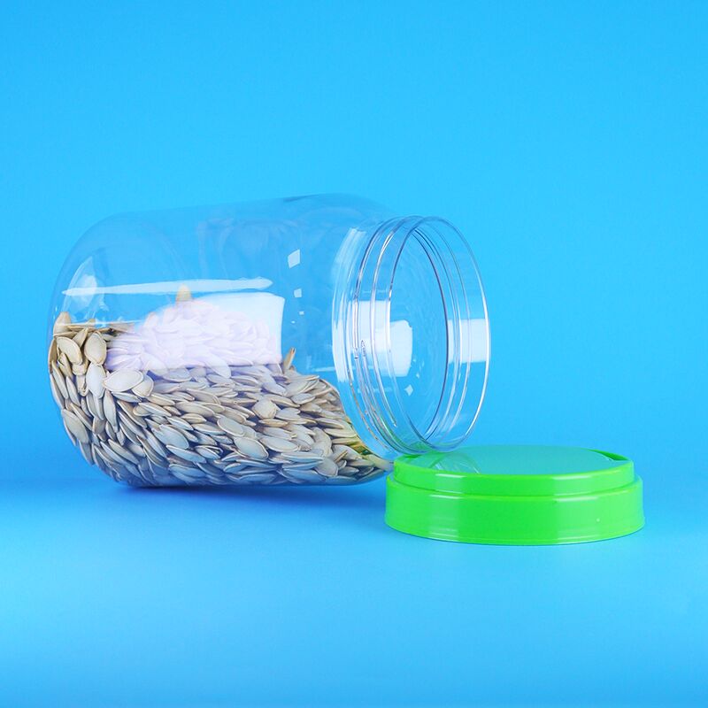 Sekrup Flat Cap Makanan Loading bening Kopi Permen Makanan kering PET Bulat Plastik Jar