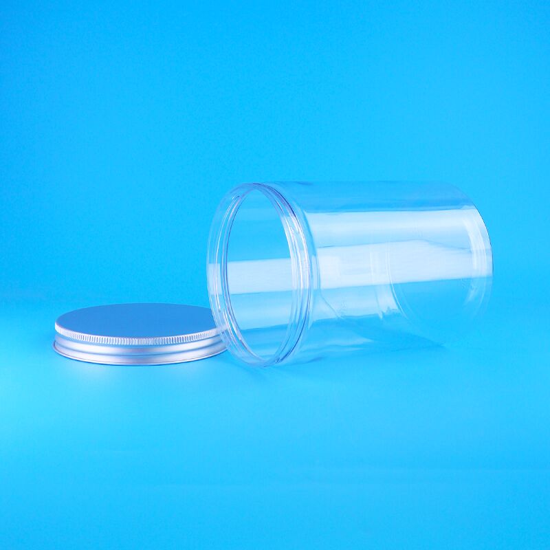 Toples PET Bening Bulat Mulut Lebar untuk Makanan Grade Makanan dengan Tutup Datar Ulir