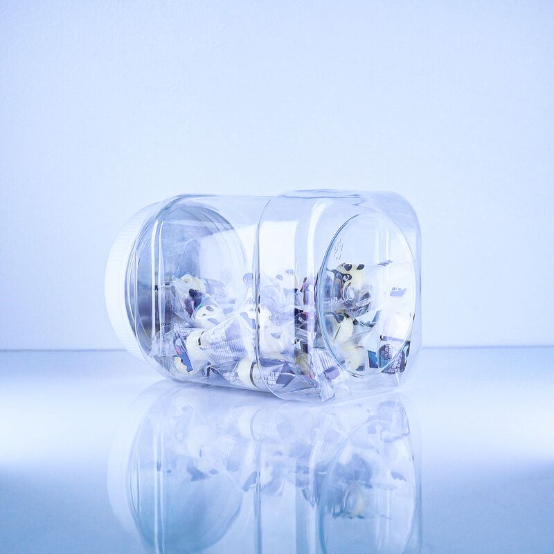 Kualitas tinggi sekrup datar tutup jelas wijen kering cabe telur putih bubuk plastik PET kotak toples