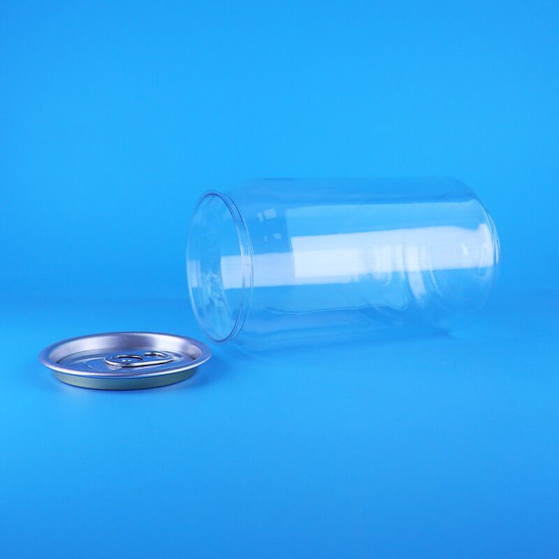 330ml Kaleng plastik PET bening dengan tutup mudah terbuka untuk kopi, teh, susu dan minuman berkarbonasi