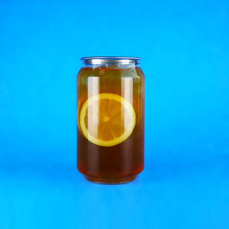 330ml Easy Open Lid Transparent Food Grade PET Plastik Can Untuk Popcorn Kafe Cider Nuts