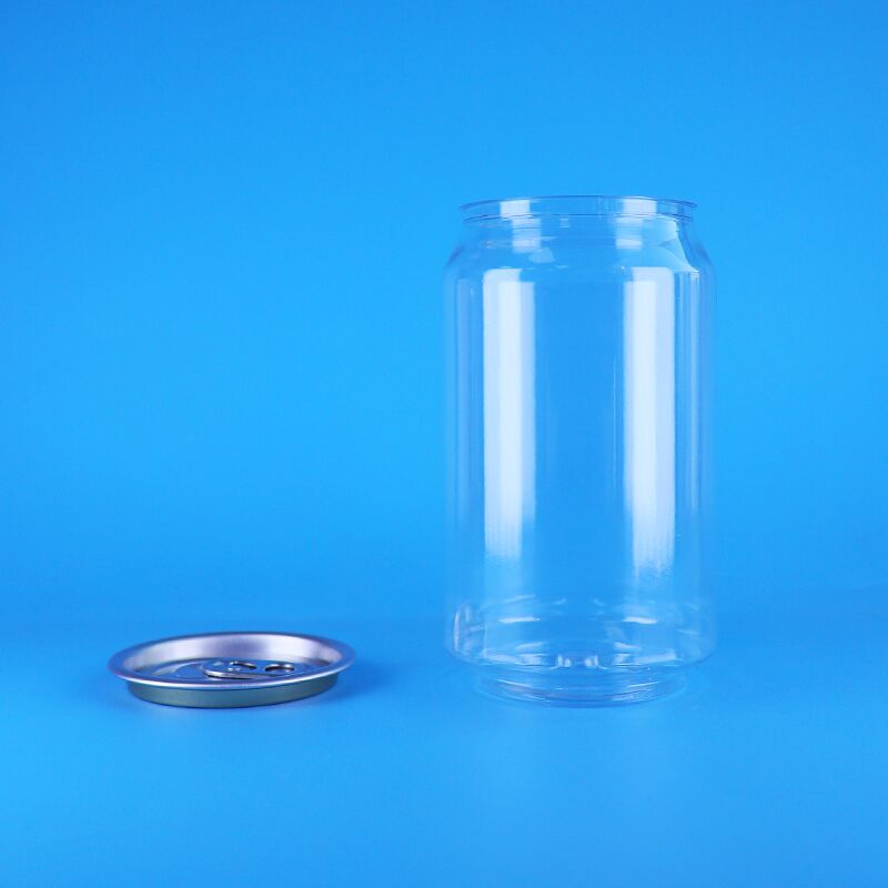 330ml Easy Open Lid Transparent Food Grade PET Plastik Can Untuk Popcorn Kafe Cider Nuts