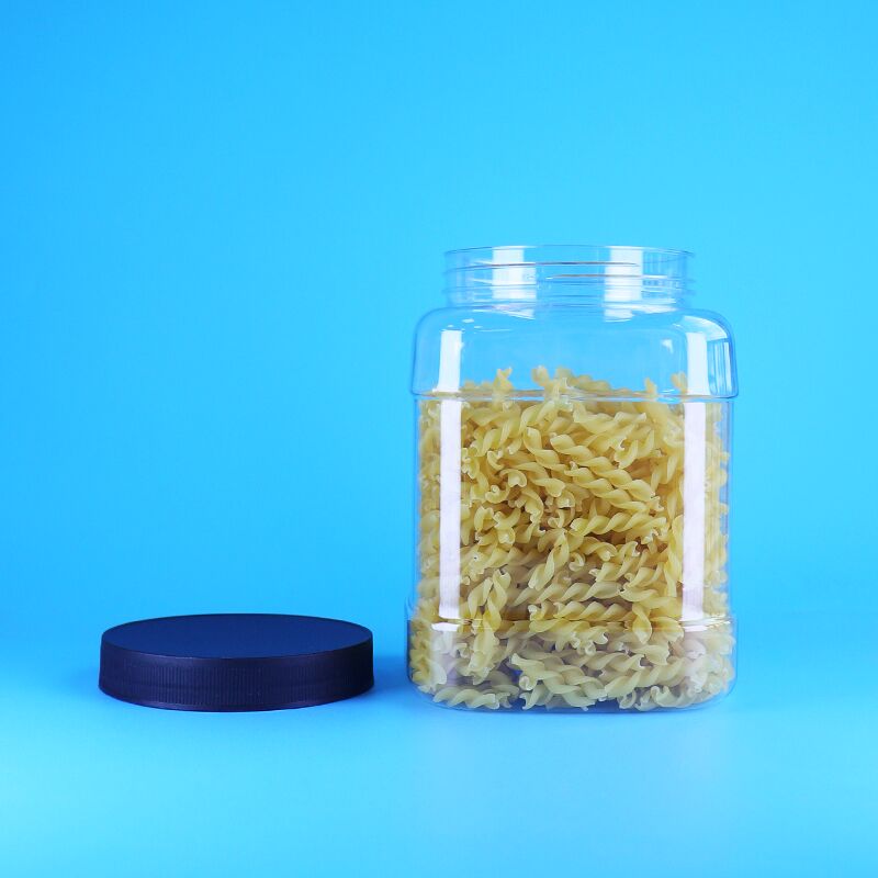 Pot plastik PET persegi khusus dengan tutup kelas makanan yang dapat disegel dengan baik untuk kue dan kacang