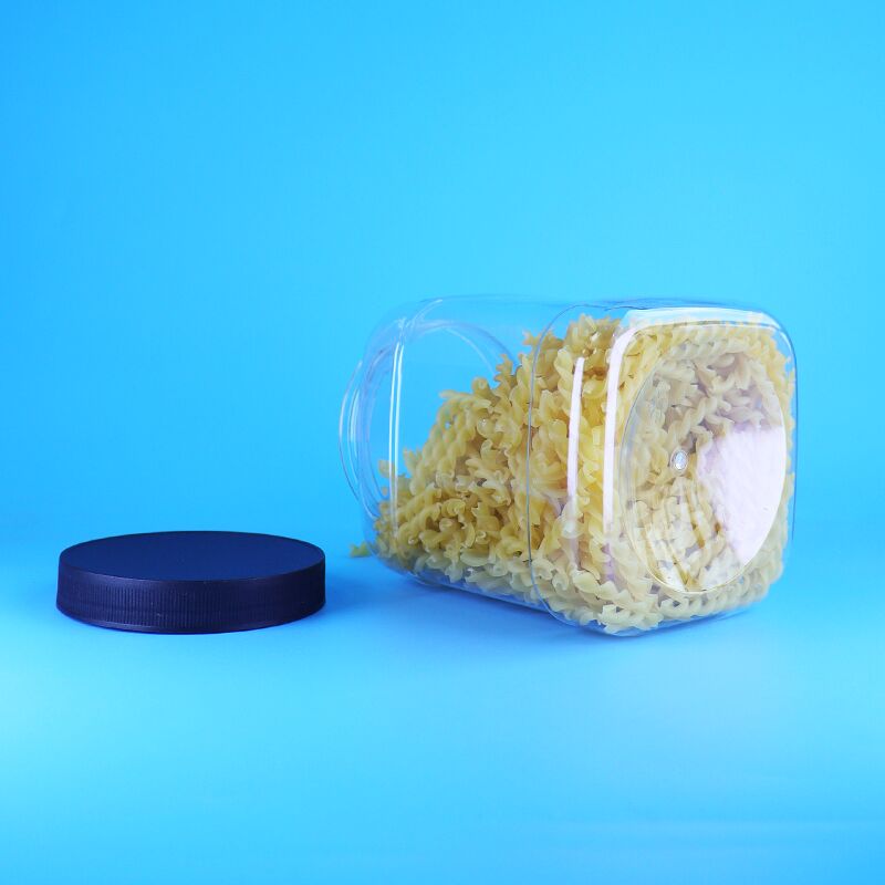 Pot plastik PET persegi khusus dengan tutup kelas makanan yang dapat disegel dengan baik untuk kue dan kacang