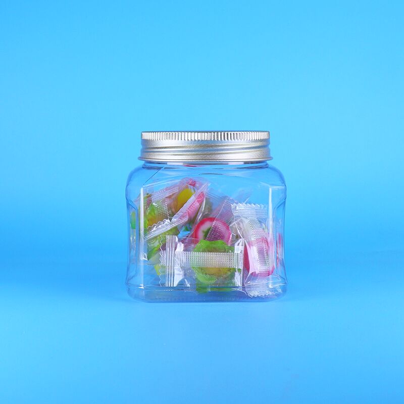 Bahan makanan Plastik bening PET Square Jar Screw Tutup Ideal untuk penyimpanan rempah-rempah Barang kering