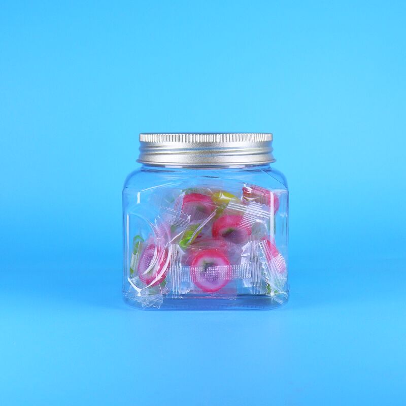 Bahan makanan Plastik bening PET Square Jar Screw Tutup Ideal untuk penyimpanan rempah-rempah Barang kering