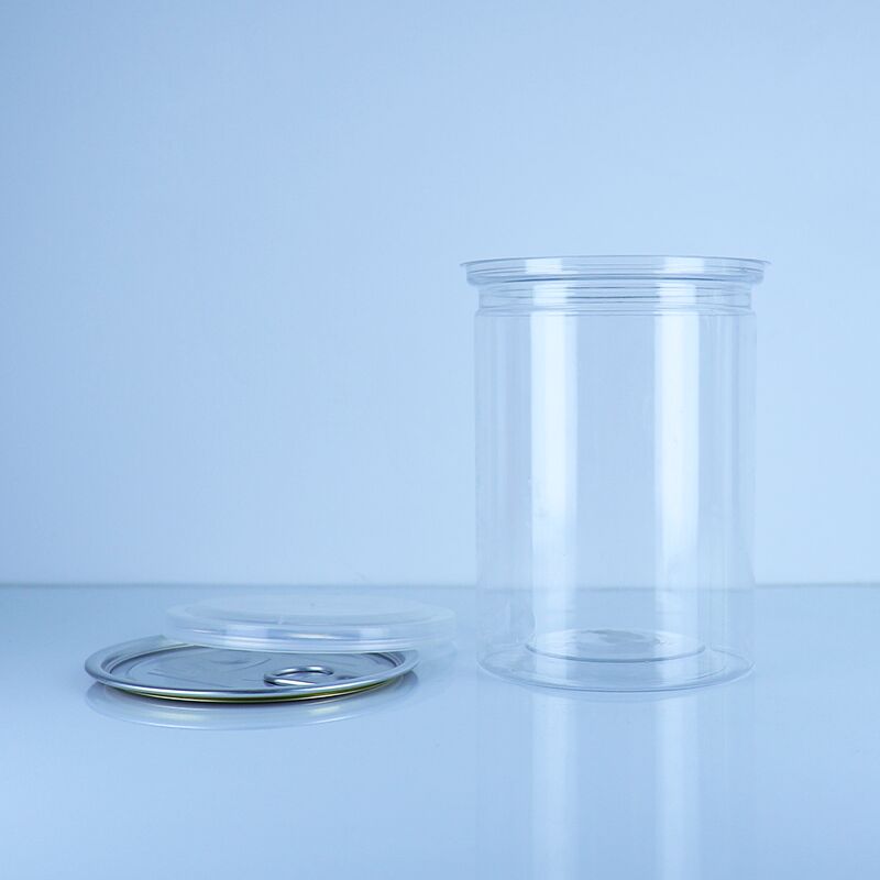 Penyimpanan Makanan PET Transparan Biskuit Kue Permen Kacang Kaldu Dengan Tutup PE Mudah Terbuka