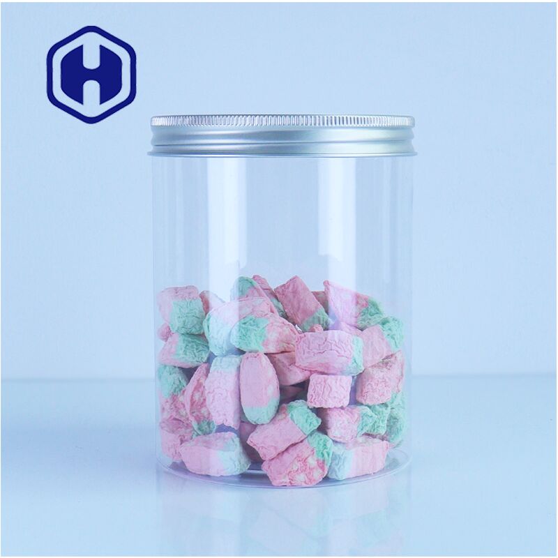 Premium Makanan bening PET Botol Aluminium Tutup Untuk Kue Permen Aman Mudah Untuk Tuang Bulk Kemasan Siap
