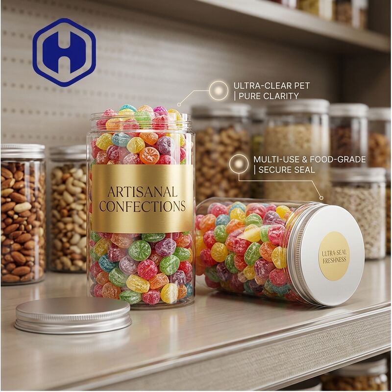 Toples Tutup Aluminium PET Bening Food Grade Sempurna Untuk Permen Biskuit Coklat Mudah Diandalkan