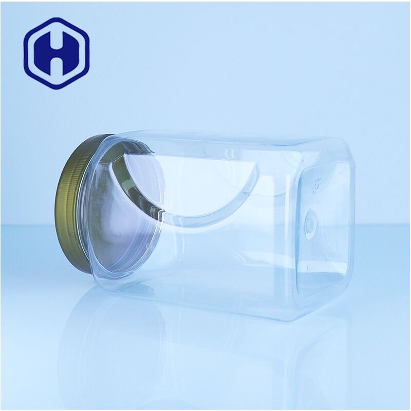 Square PET Clear Plastic Honey Jar Screw Lid Food Grade Nuts Buah-buahan kering Permen Mudah Tuang