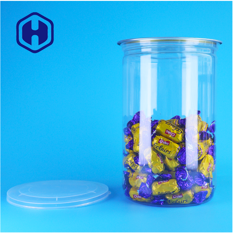 Cereal Pet Treats Campuran Kacang Bpa Bebas Plastik Jelas PET Kaleng Dengan Tutup Aluminium Untuk