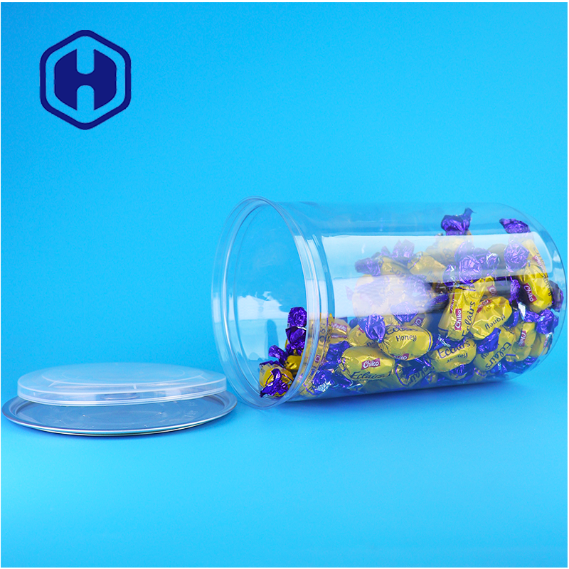 Cereal Pet Treats Campuran Kacang Bpa Bebas Plastik Jelas PET Kaleng Dengan Tutup Aluminium Untuk