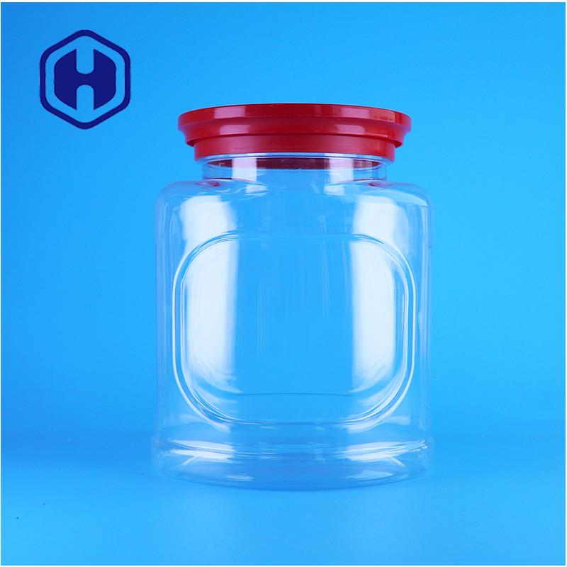 Food Grade Clear Screw Lid PET Custom Jar For Pet Food Cake Buah kering Pengemasan Makanan