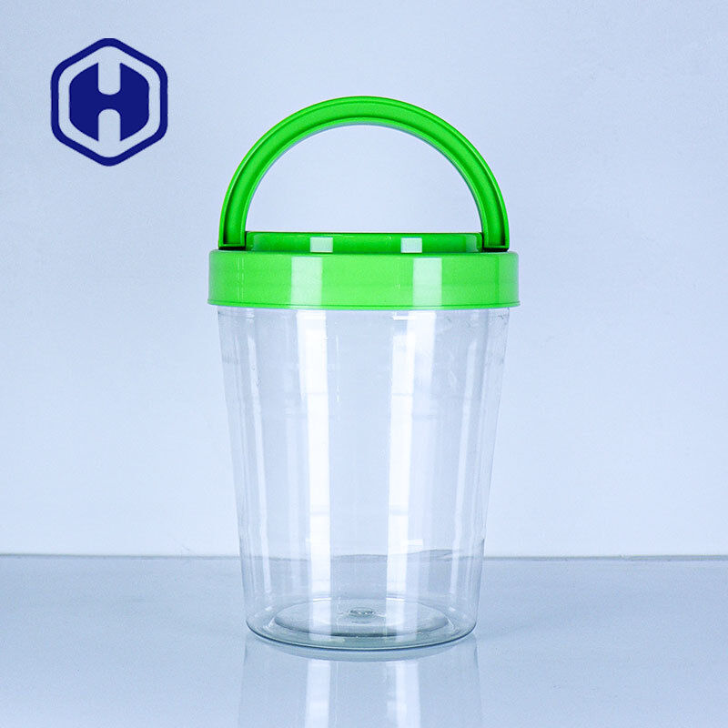 Plastik Transparan Jarak Besar Mulut Handle Tutup FSSC22000 UE Diuji Bundar Snack Jar Produsen