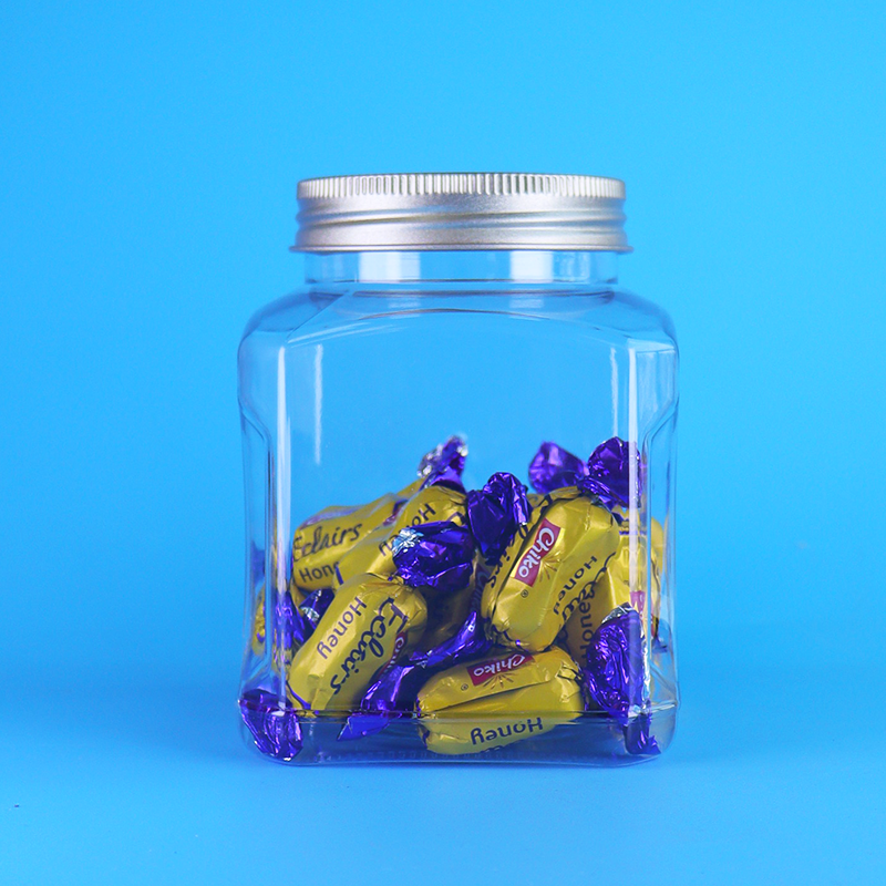 Grosir ODM Food Grade Plastic Square Jar Untuk Kemasan Teh Daun Longgar Pabrik Toples PET Bening