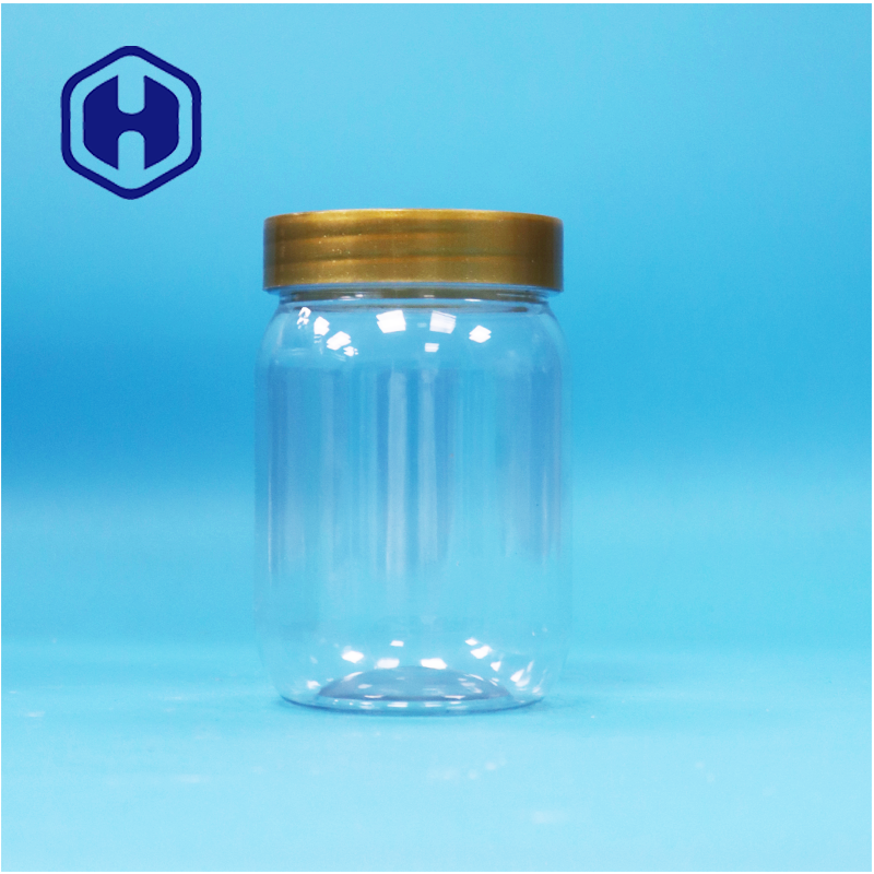 PET Food Grade Clear Round Cylinder Lollipop Honey Biscuit Plastik Jar Screw Brown Lid