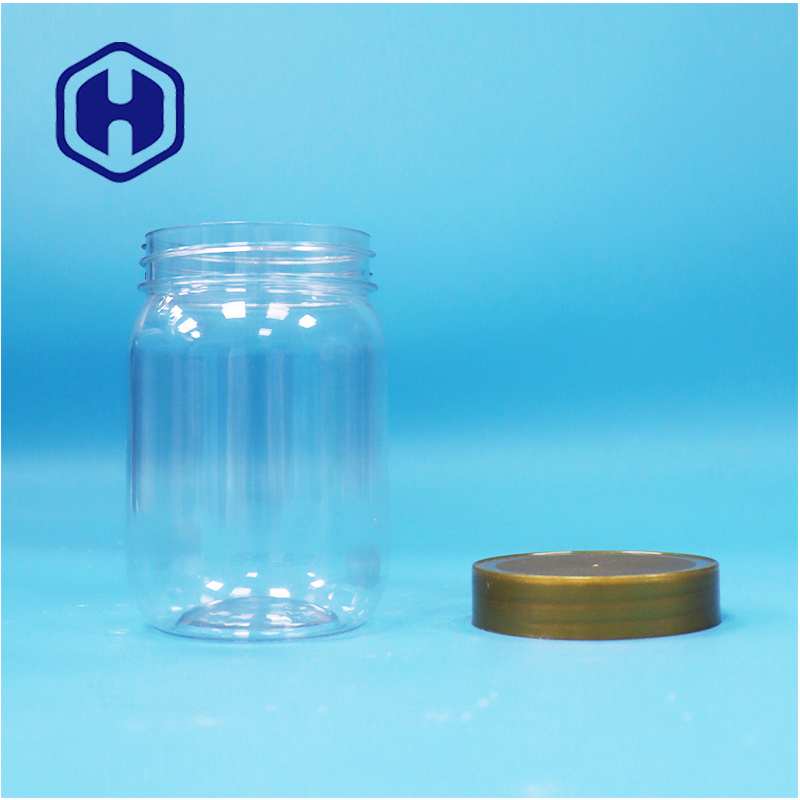 PET Food Grade Clear Round Cylinder Lollipop Honey Biscuit Plastik Jar Screw Brown Lid