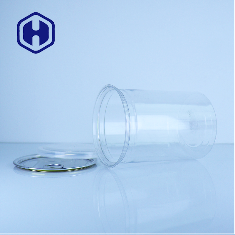 Penyimpanan Makanan PET Transparan Biskuit Kue Permen Kacang Kaldu Dengan Tutup PE Mudah Terbuka