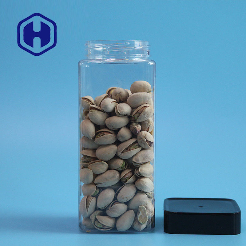 Clear Empty Leak Proof Plastic Jar Biskuit Kemasan Beras 555ml Food Square PET Jar